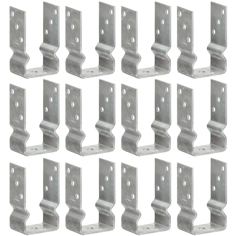 Picchetti Per Recinzione 12 Pz Argento 8x6x15cm Acciaio Zincato - Foto 1