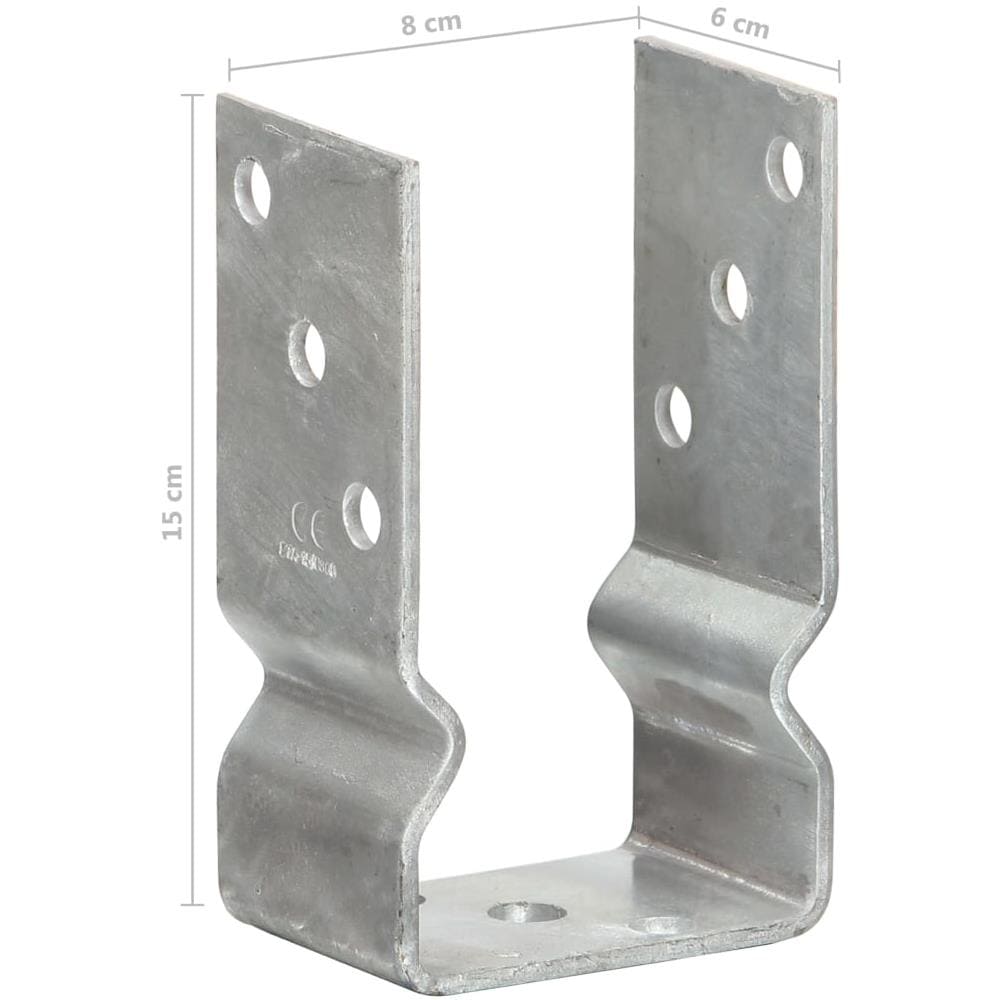 Picchetti Per Recinzione 12 Pz Argento 8x6x15cm Acciaio Zincato - Foto 8