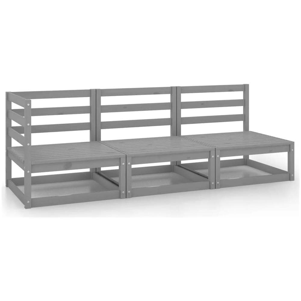 Set Divani Da Giardino 3 Pz Grigi In Legno Massello Di Pino - Foto 1