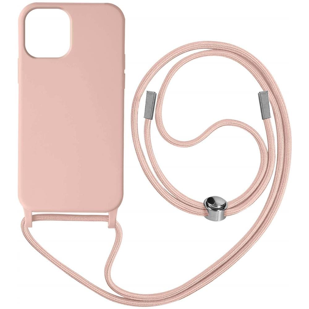 Cover Semirigida Per Iphone 12 Pro Max Cordino Nylon 80 Cm Rosa Chiaro - Foto 1
