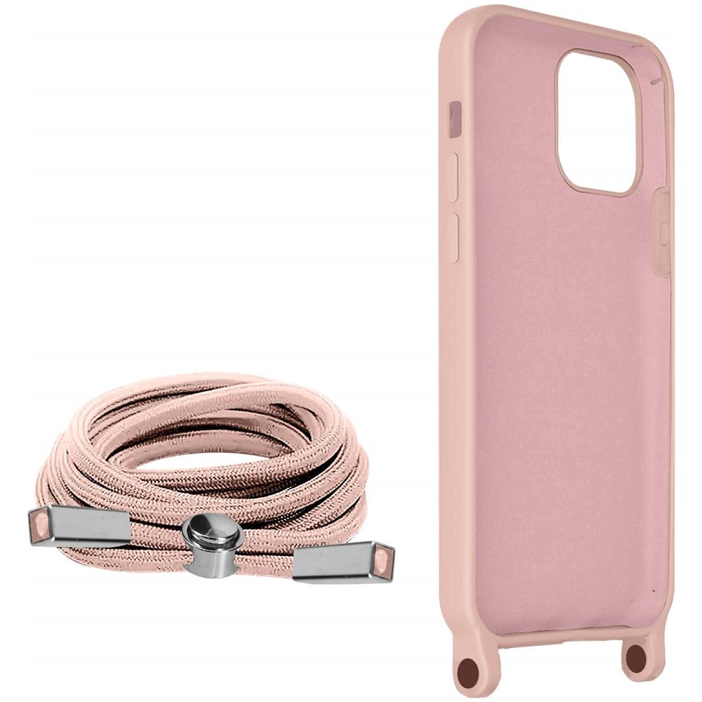 Cover Semirigida Per Iphone 12 Pro Max Cordino Nylon 80 Cm Rosa Chiaro - Foto 5
