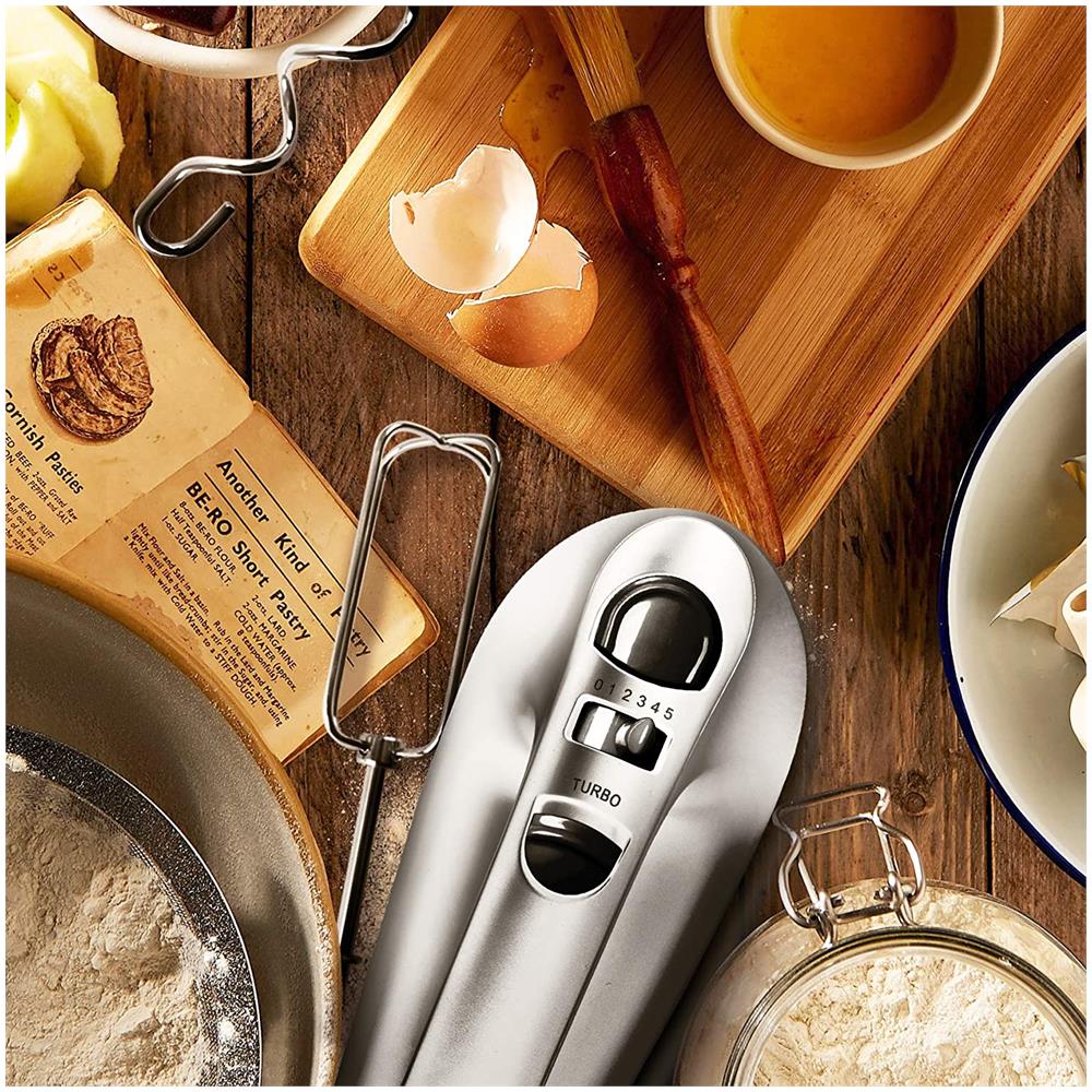 Hm4 / sr Sbattitore Elettrico A Mano 400 W - Frusta Elettrica 5 Velocità - Porta Accessori Incluso - Sbattitori, Ganci E Frusta Inclusi - Ideale Per Dolci / Torte / Creme / Pasticceria - Foto 6