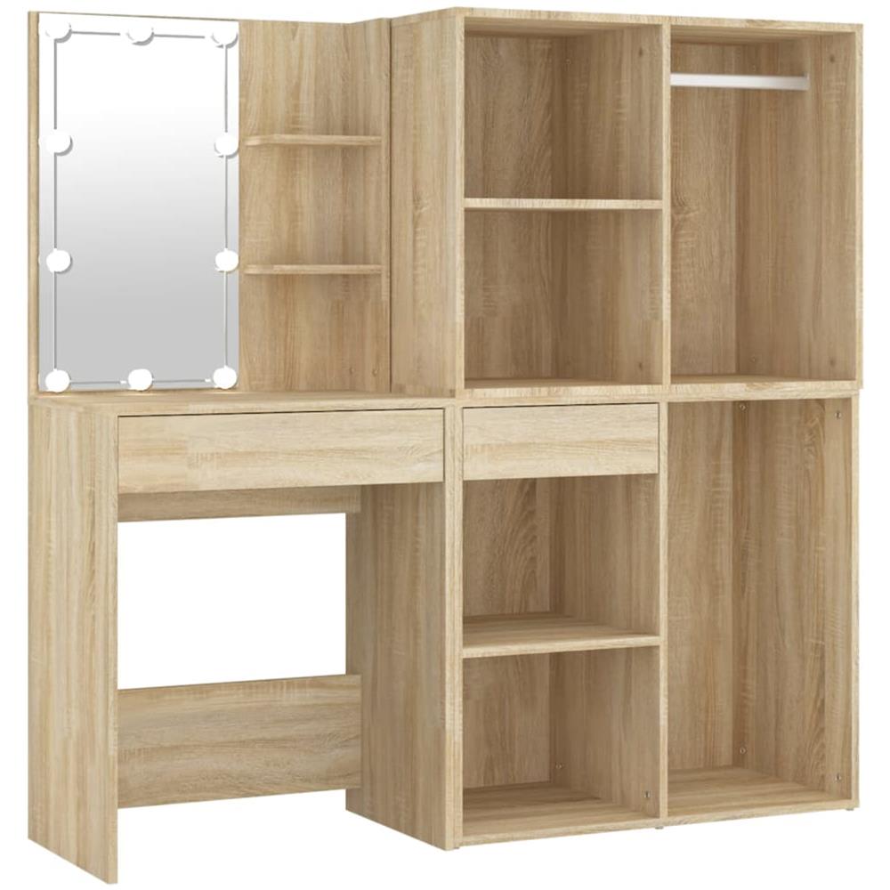 Toeletta Led Con 2 Armadietti Legno Multistrato Rovere Sonoma - Foto 2