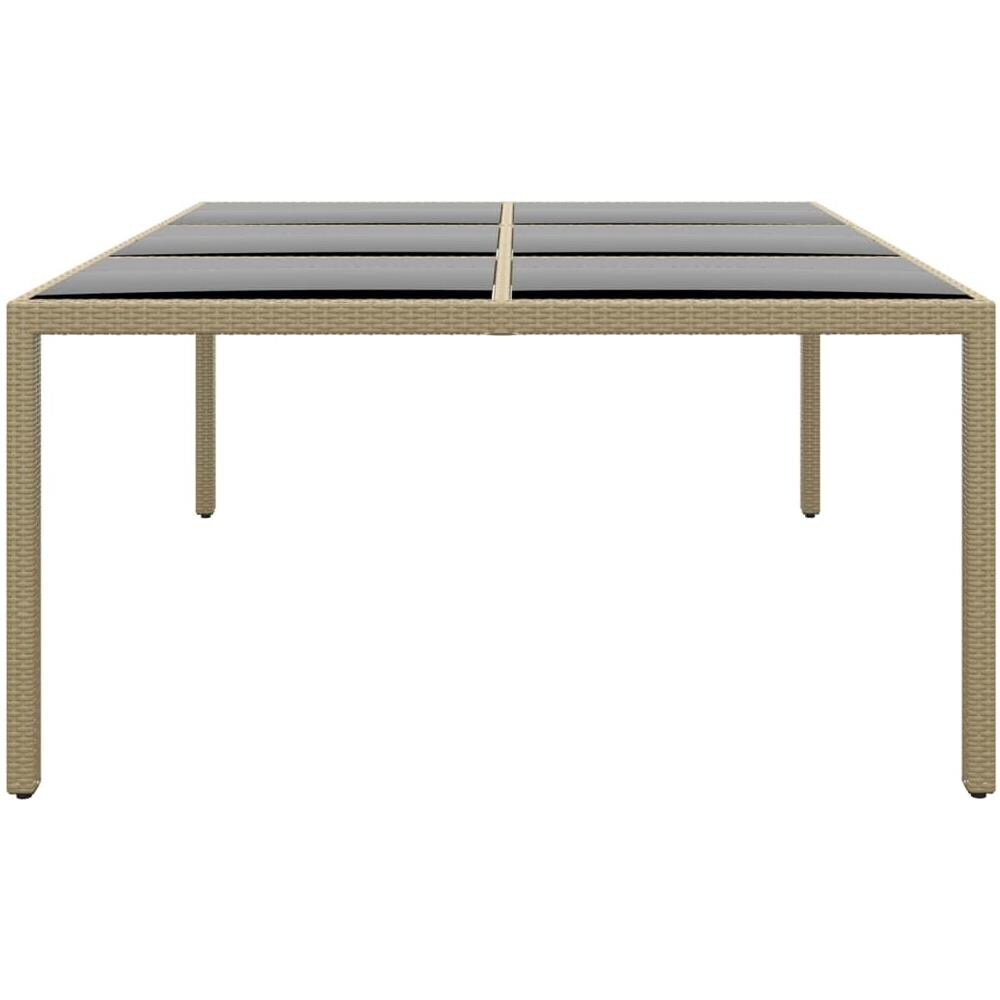 Tavolo Giardino 200x150x75 Cm Vetro Temperato Polyrattan Beige - Foto 3