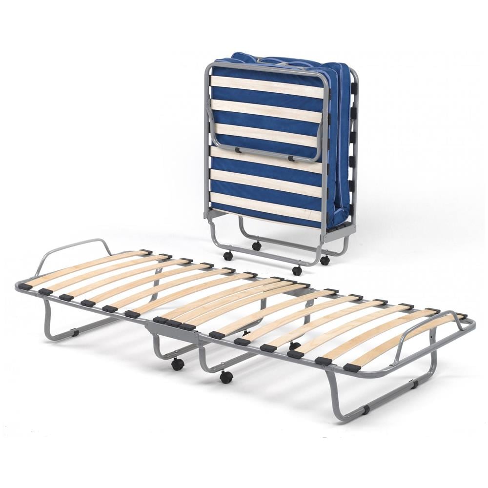 Letto Pieghevole Betta, Brandina Singola Ortopedico E Pieghevole, 100% Made In Italy, Branda Con Cover In Ecopelle, Con Materasso Cm 80x190 Incluso, Bianco - Foto 1