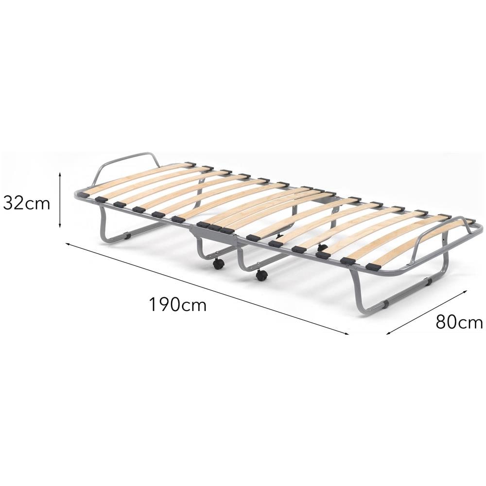 Letto Pieghevole Betta, Brandina Singola Ortopedico E Pieghevole, 100% Made In Italy, Branda Con Cover In Ecopelle, Con Materasso Cm 80x190 Incluso, Bianco - Foto 3