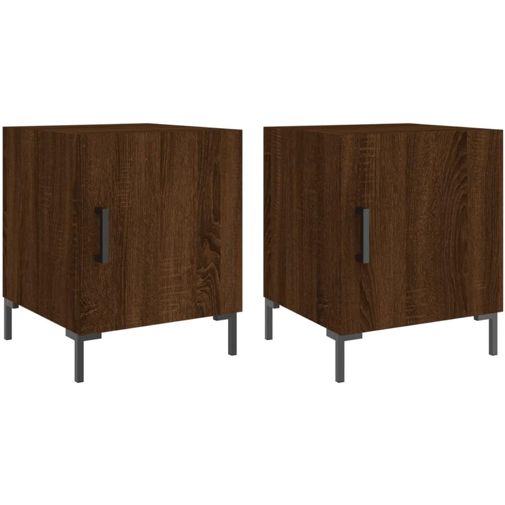 Comodini 2 Pz Rovere Marrone 40x40x50 Cm In Legno Multistrato - Foto 2