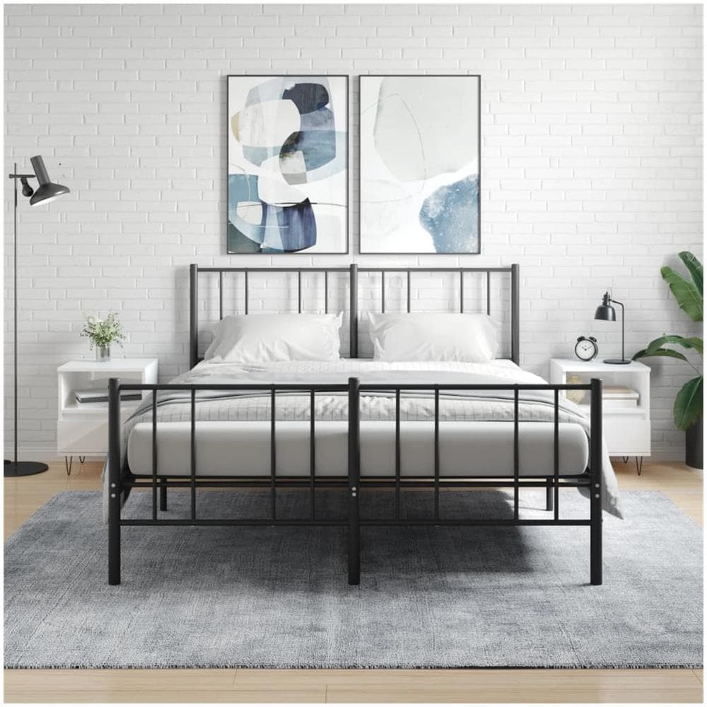 Comodini 2pz Bianco Lucido 40x35x50 Cm In Legno Multistrato - Foto 1