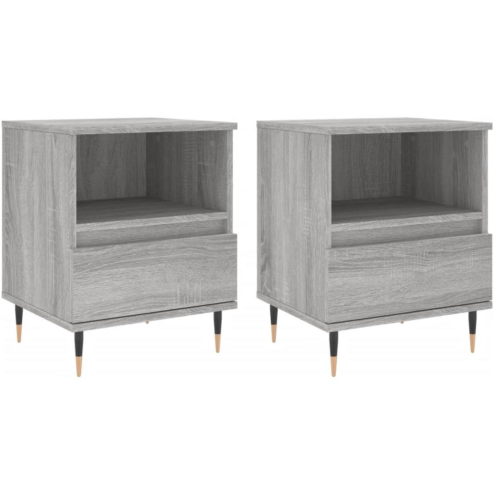 Comodini 2pz Grigio Sonoma 40x35x50 Cm In Legno Multistrato - Foto 2