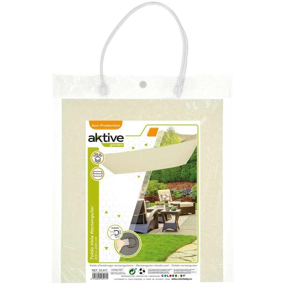 Tenda Aktive Triangolare 200 X 0,5 X 300 Cm Poliestere Crema (4 Unità) - Foto 4