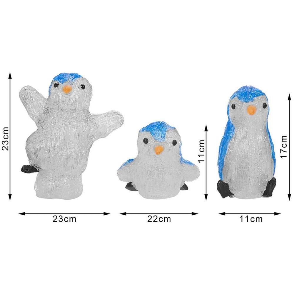 Set 3 Pinguini Forma Acrilica Natalizio Led Illuminazione Esterni per Interni - Foto 2