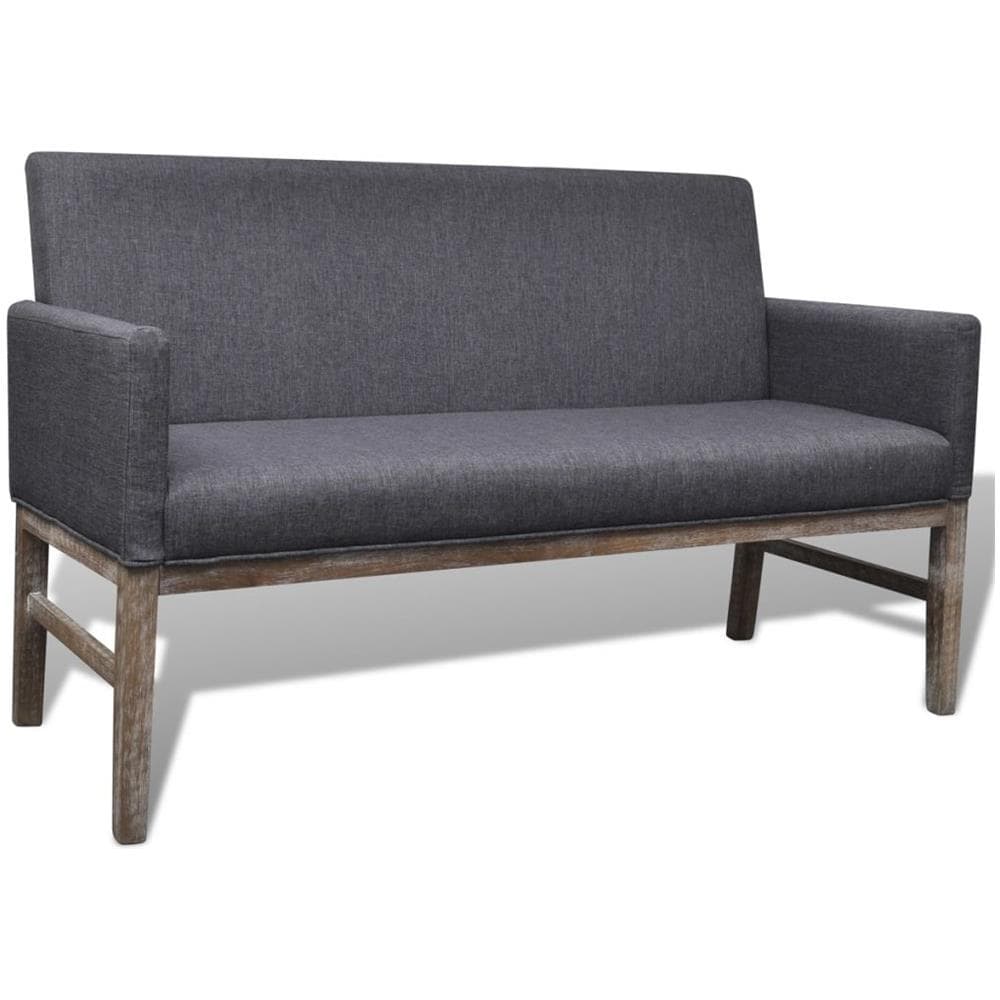 Panca con Cuscino Imbottito in Tessuto e Legno Grigio Scuro - Foto 1