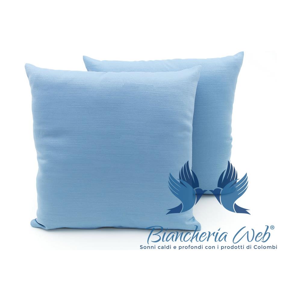 Coppia Cuscini Arredo Imbottiti Tessuto Ottoman In Tinta Unita Colore Azzurro 31 50x50 Azzurro 31 - Foto 2