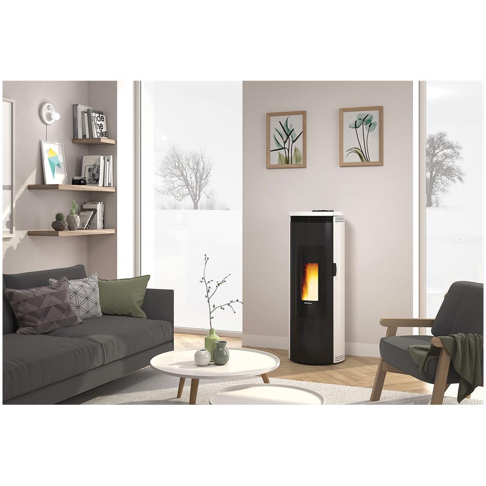 Stufa a Pellet Amika Potenza Termica 8 kW 230 m3 Riscaldabili Colore Bianco - Foto 2