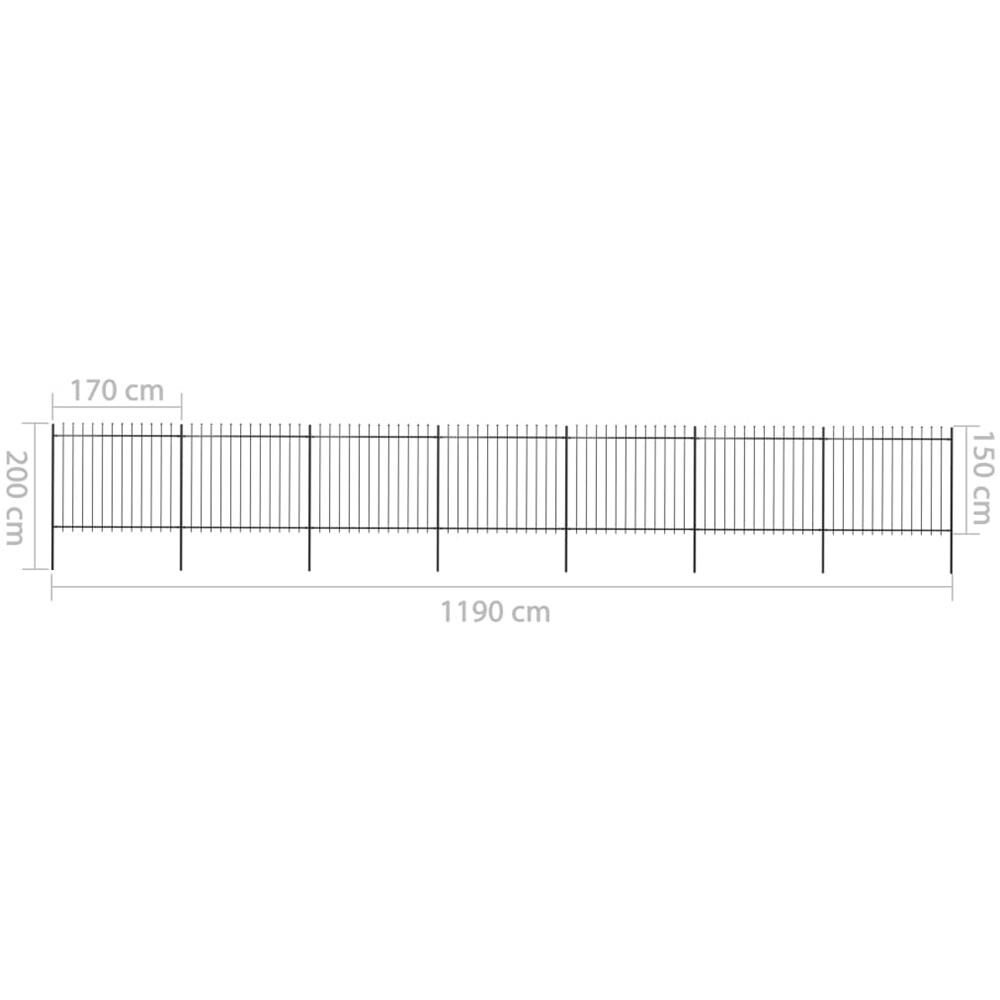 Recinzione Giardino Con Punta A Lancia Acciaio 11,9x1,5m Nera - Foto 8