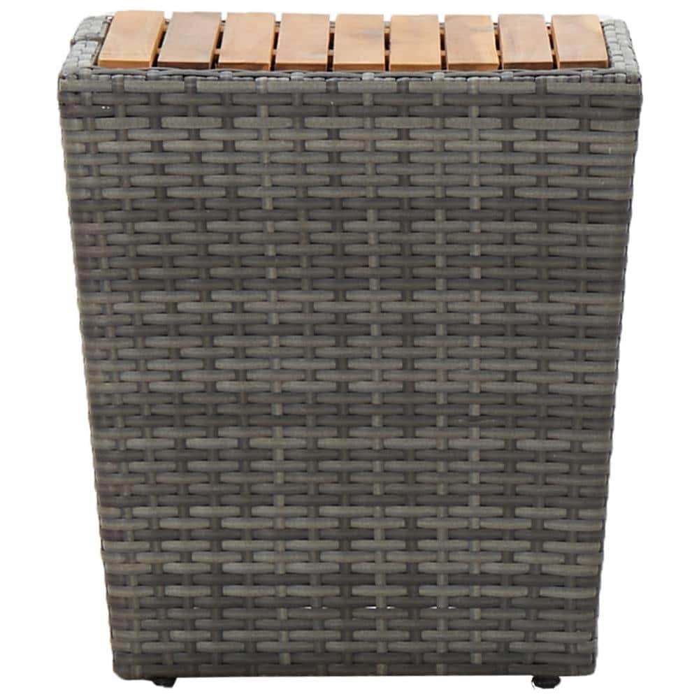 Tavolino Grigio 41,5x41,5x43 cm in Polyrattan e Legno di Acacia - Foto 2