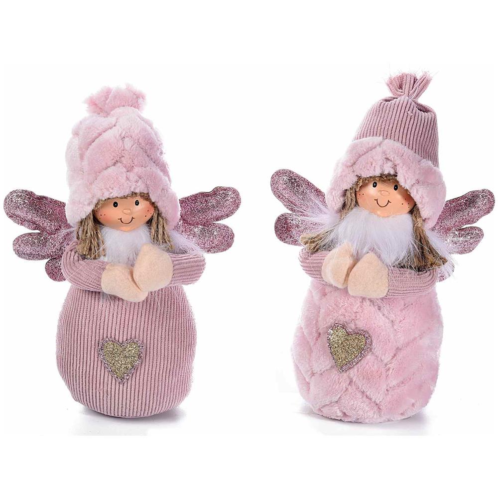 Set Due Angioletti Natalizi In Peluche Da Appoggiare Decorazione Per Vetrine Negozi E Casa - Foto 1