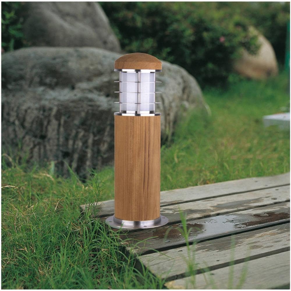 Paletto Luminoso Da Esterno 1 Luce Acciaio Inox, Teak Ip55, E27 - Foto 2