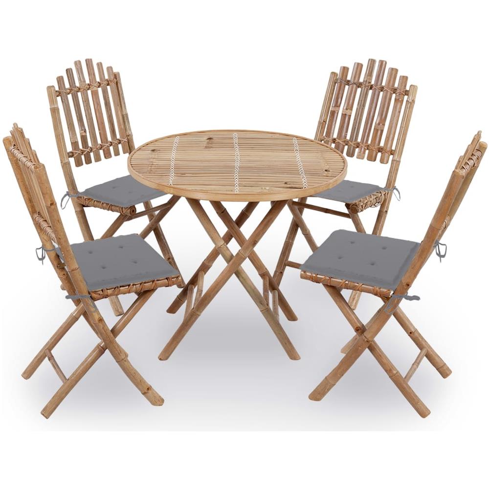 Set Da Pranzo Da Giardino 5 Pz Pieghevole Con Cuscini In Bamb? - Foto 1