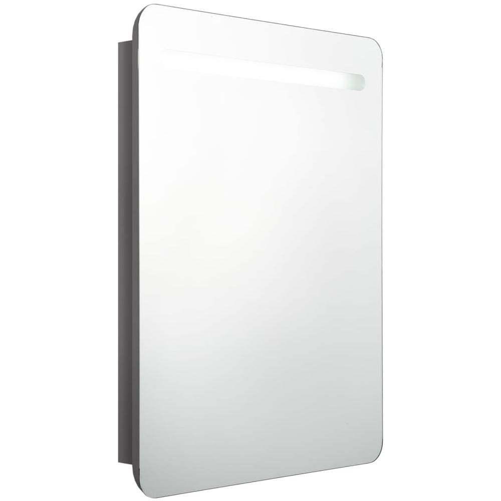 Armadietto Bagno Con Specchio E Led Grigio Lucido 60x11x80 Cm - Foto 2