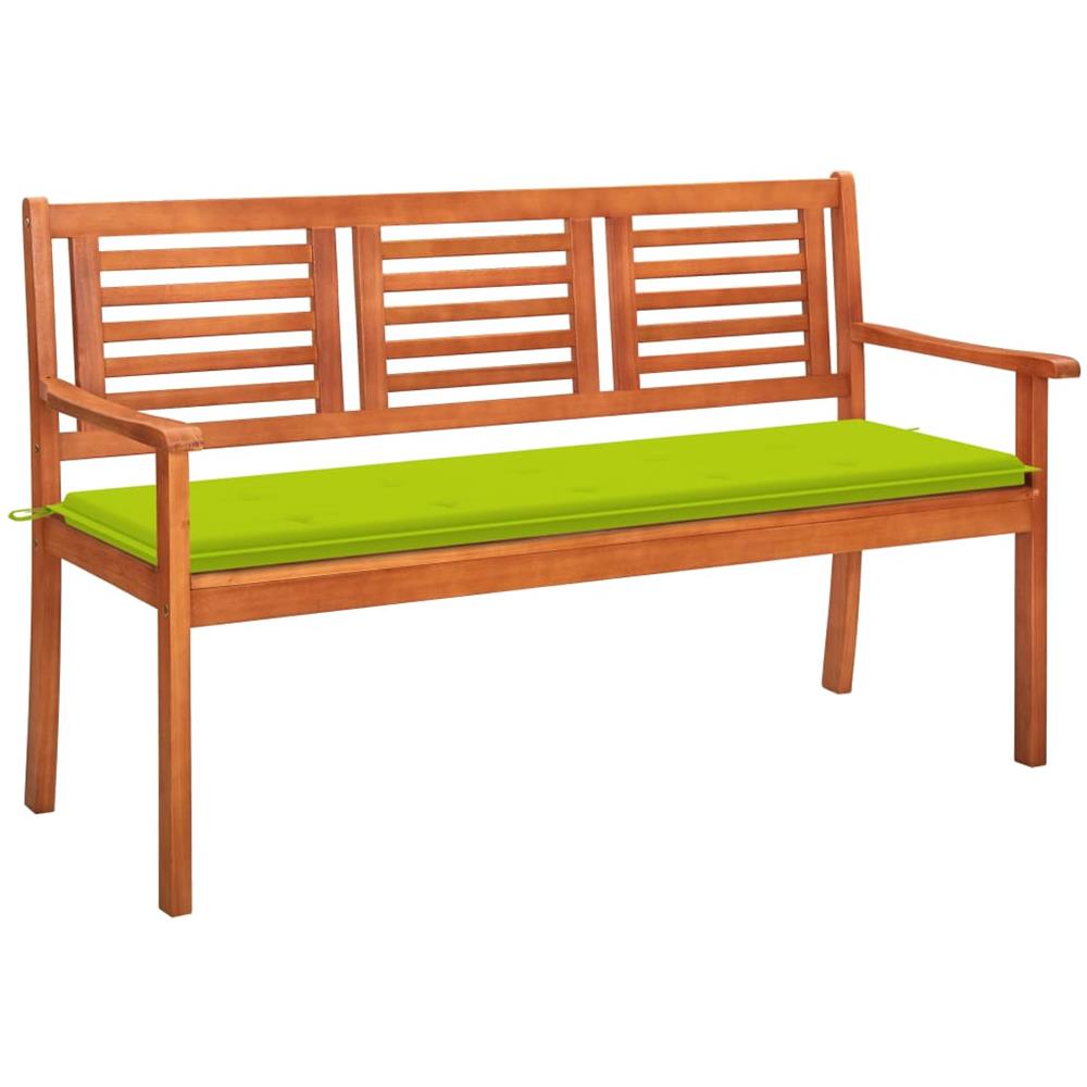 Panchina da Giardino 3 Posti e Cuscino 150cm Massello Eucalipto - Foto 1