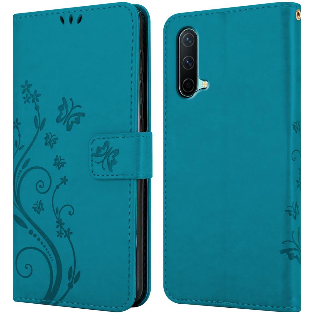 Cadorabo Custodia Compatibile Con Oneplus Nord Ce 5g In Blu Fiore - Coperchio Protettivo In Design Floreale Con Chiusura Magnetica, Funzione Stand E Slot Per Carte - Foto 7