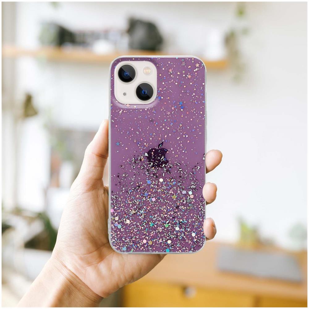 Custodia Compatibile Con Apple Iphone 13 Mini In Viola Con Glitter - Coperchio Protettivo In Silicone Tpu Flessibile Con Glitter Scintillanti - Foto 8