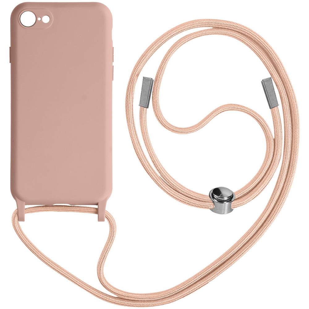 Cover Semirigida Per Iphone 7, 8, Se 2020/2022 Cordino Nylon 80 Cm Rosa Chiaro - Foto 1