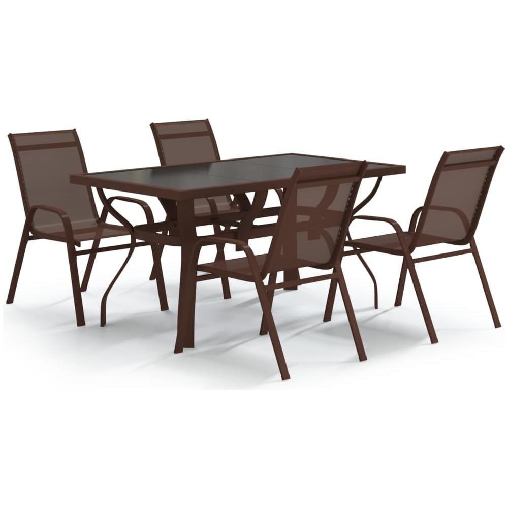 Set Da Pranzo Da Giardino 5 Pz Marrone E Nero - Foto 1