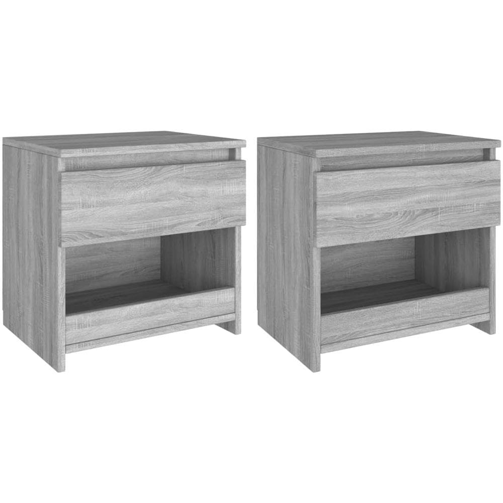 Comodini Rovere Grigio 2pz 40x30x39 Cm Legno Ingegnerizzato - Foto 1