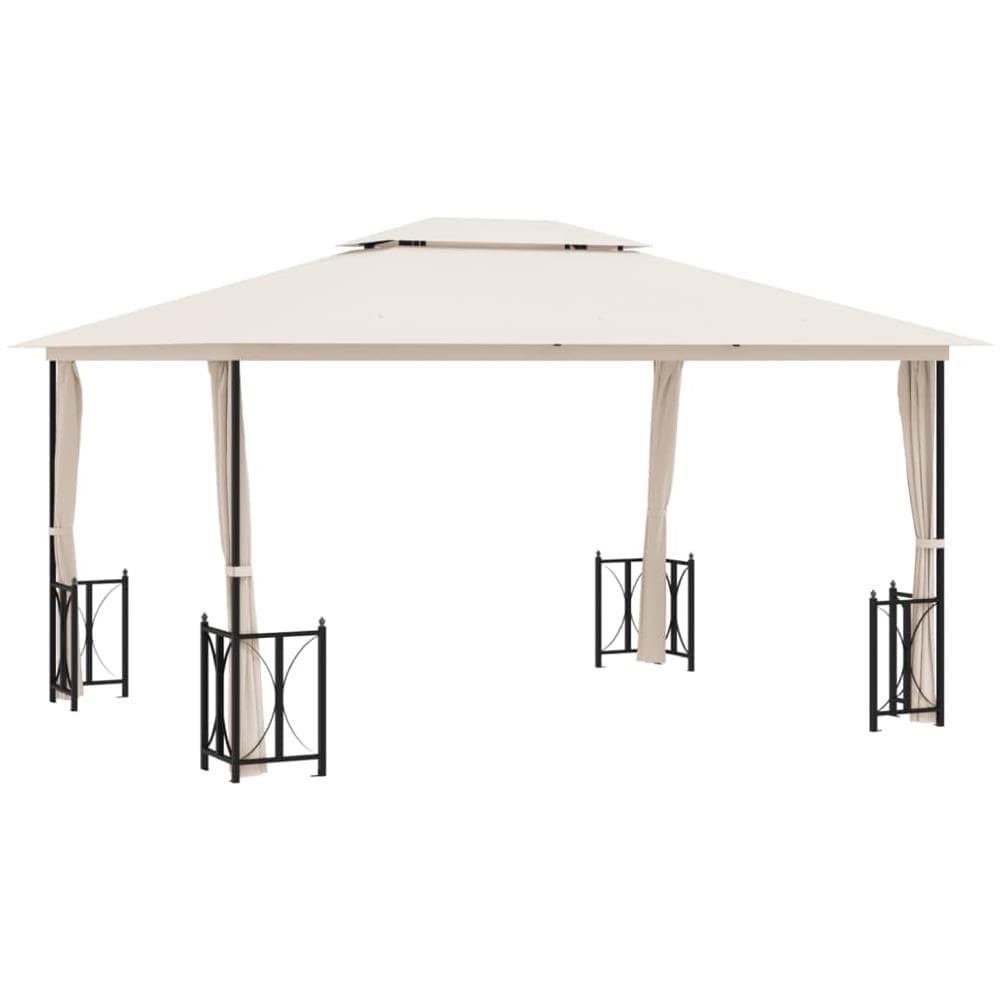 Gazebo Con Teli Laterali E Doppio Tetto 3x4 M Crema - Foto 1