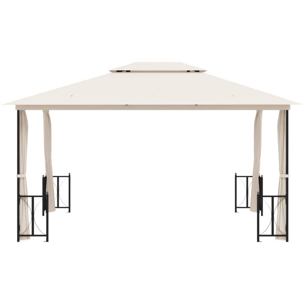 Gazebo Con Teli Laterali E Doppio Tetto 3x4 M Crema - Foto 5