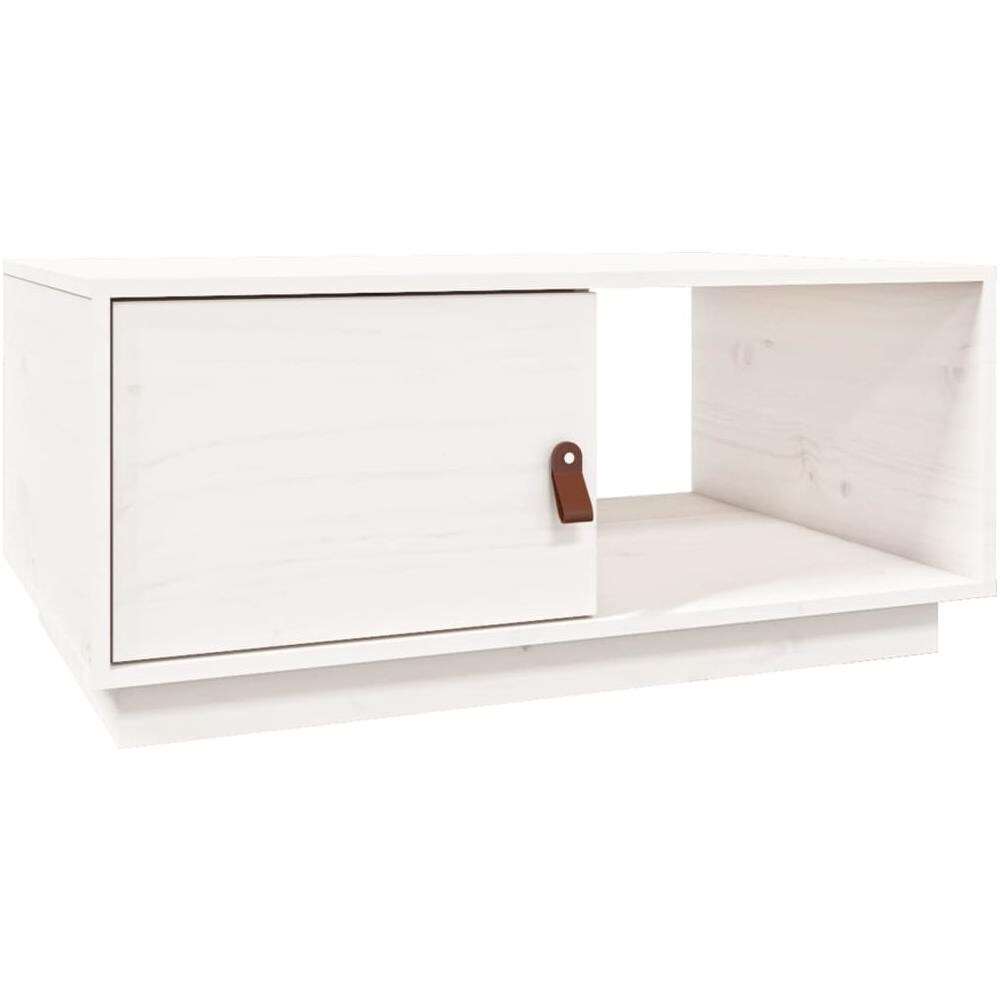 Tavolino Da Salotto Bianco 80x50x35,5 Cm Legno Massello Di Pino - Foto 2