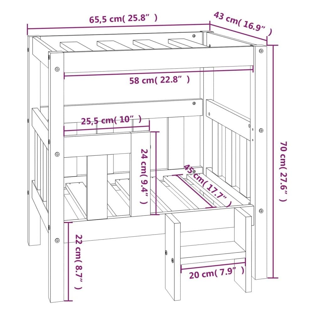 Cuccia per Cani Nera 65,5x43x70 cm in Legno Massello di Pino - Foto 2