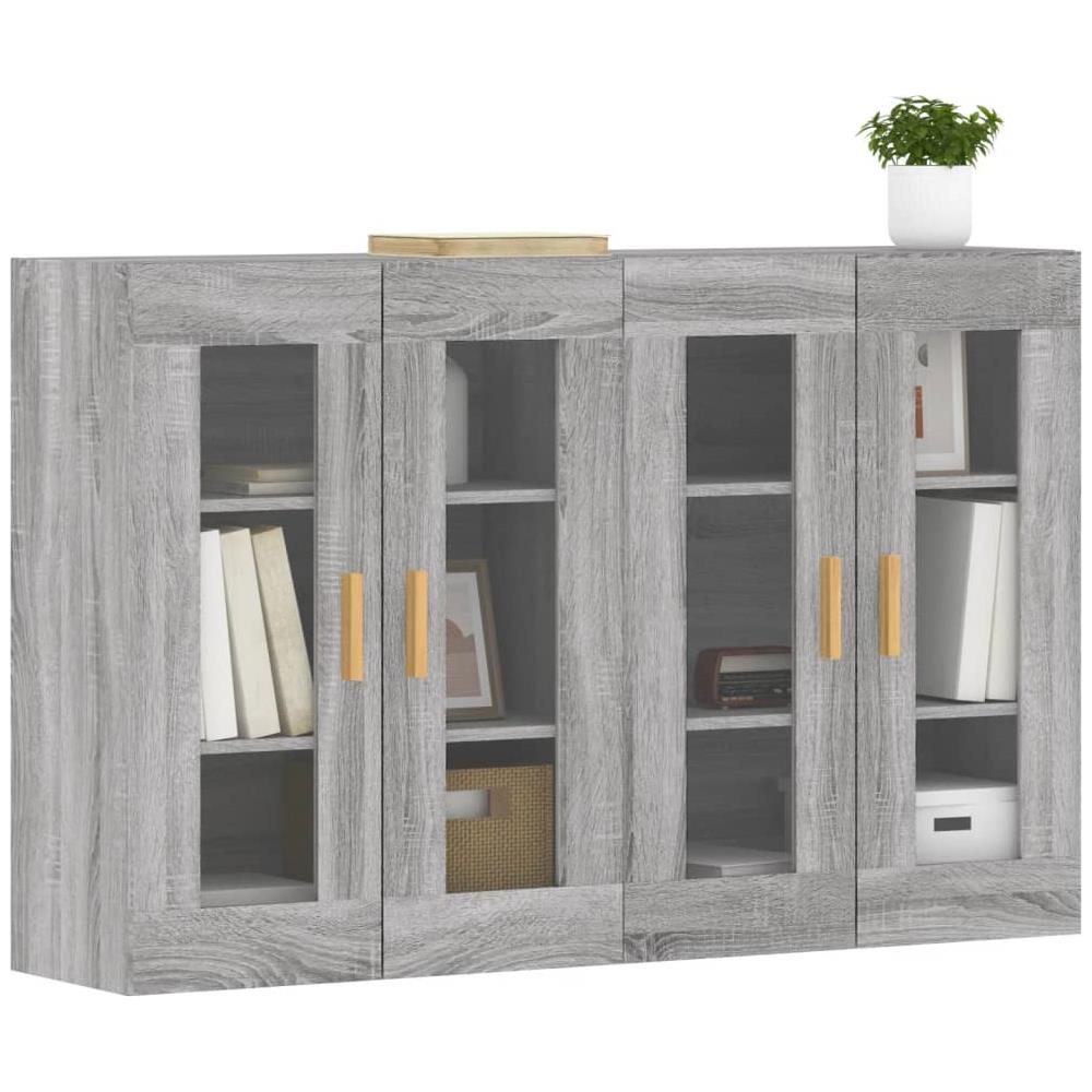 Armadietti A Parete 2 Pz Grigio Sonoma In Legno Multistrato - Foto 2