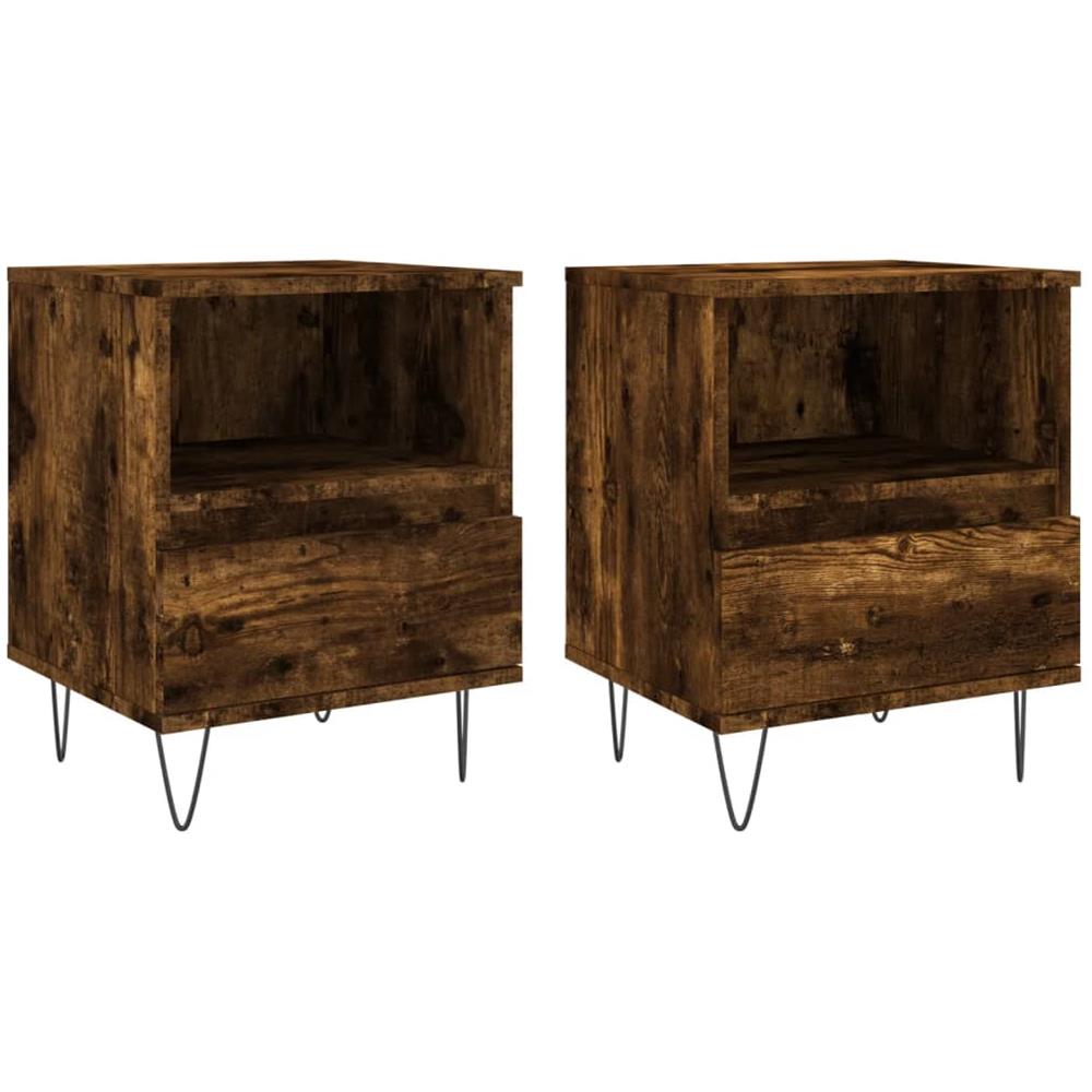 Comodini 2pz Rovere Fumo 40x35x50 Cm In Legno Multistrato - Foto 2