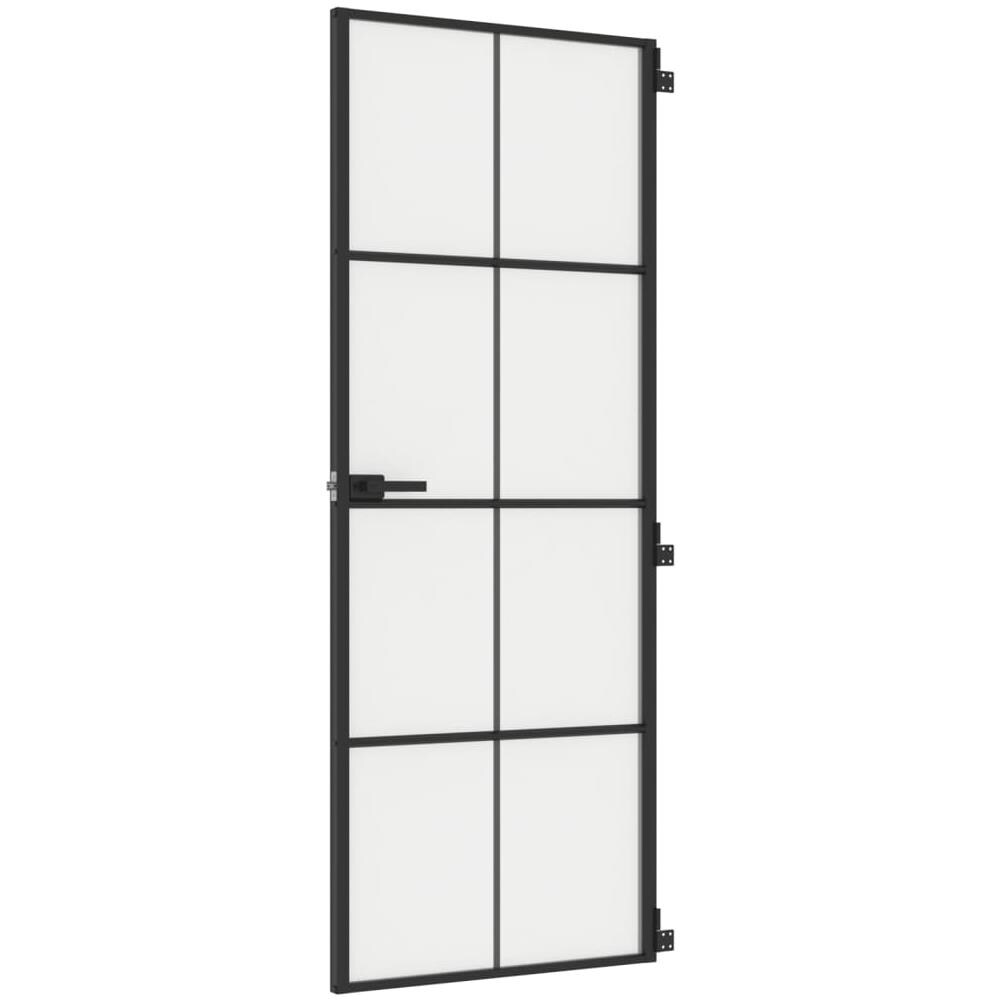 Porta Interni Sottile Nera 76x201,5cm Vetro Temperato Alluminio - Foto 2