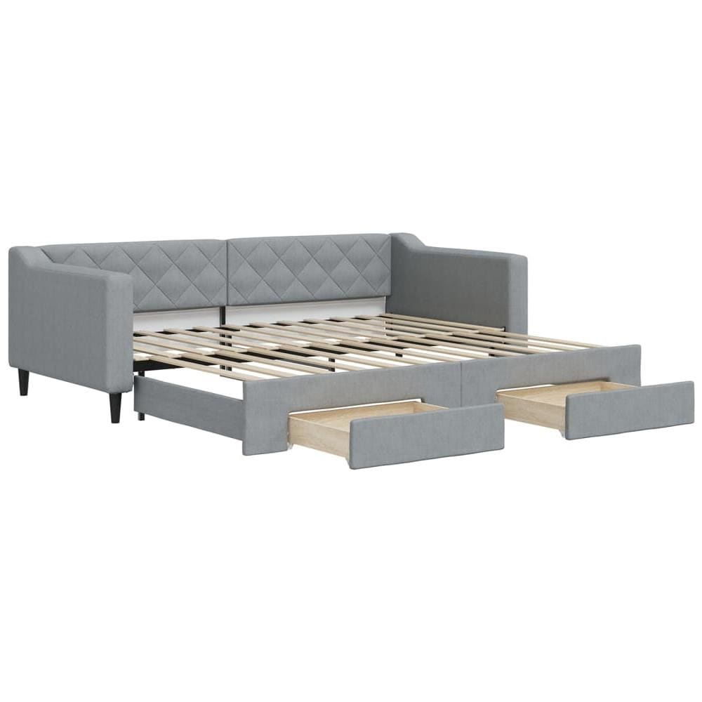 Divano Letto Estraibile Cassetti Grigio Chiaro 90x200cm Tessuto - Foto 1