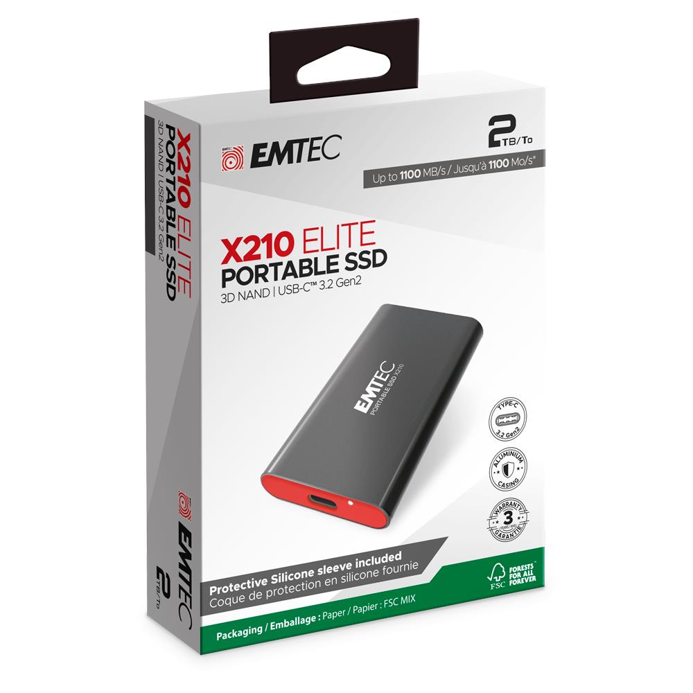 SSD Esterno X210 ELITE, 2 TB, USB tipo-C 3.2 Gen 2 10 Gbit /s Nero, Rosso - Foto 5