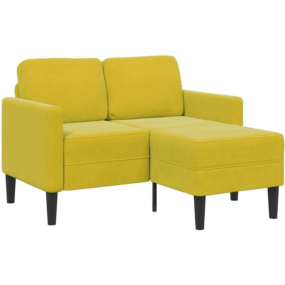 Divano 2 Posti con Chaise longue a L Giallo 125 cm Velluto - Foto 1
