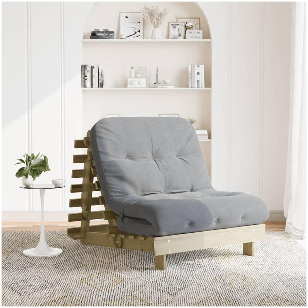 Divano Letto Futon con Materasso 90x206x11cm Pino Impregnato - Foto 2