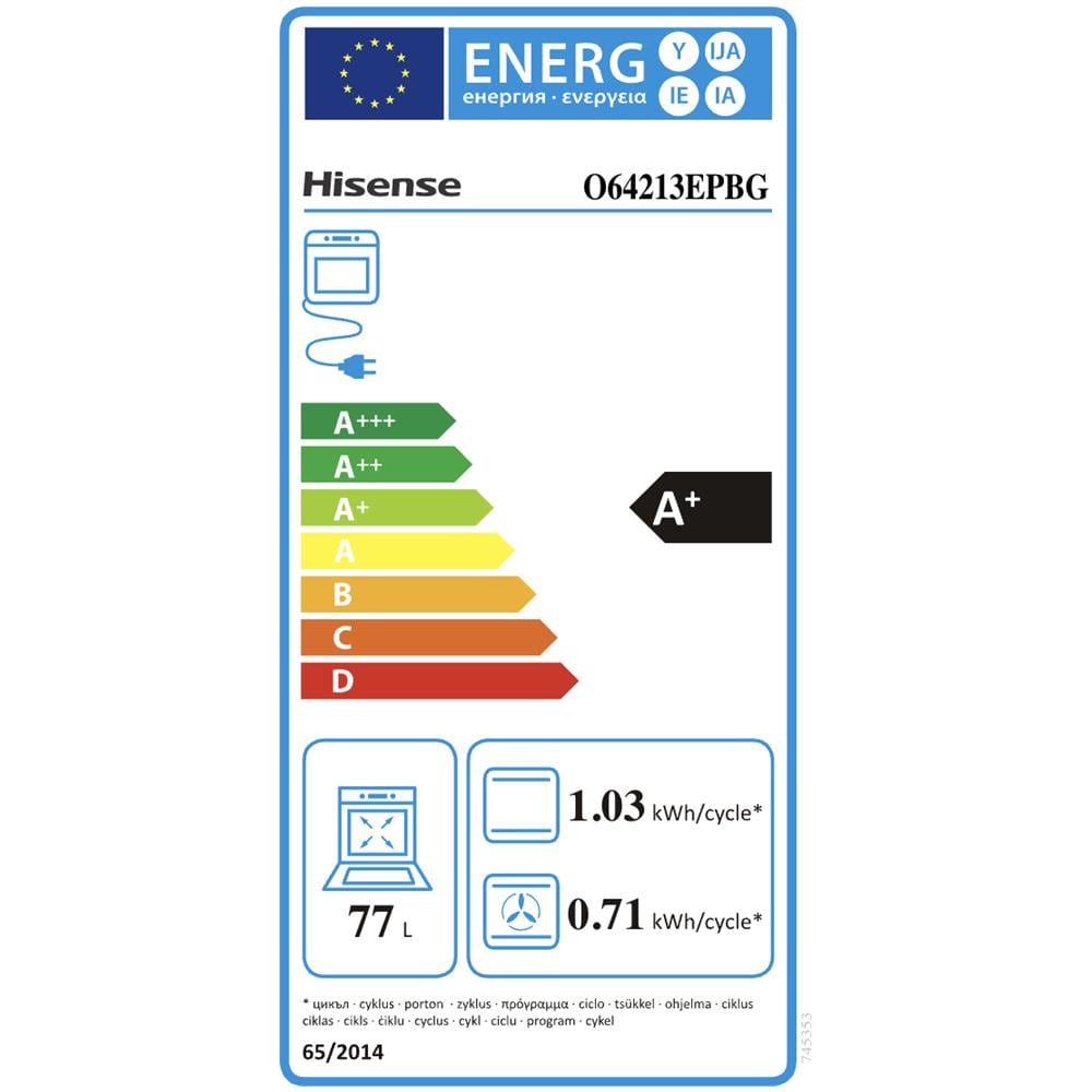 Forno Elettrico da Incasso O64213EPBG O64213EPBG Capacità 77 L elettrico Potenza 3500 W Colore Nero - Foto 3