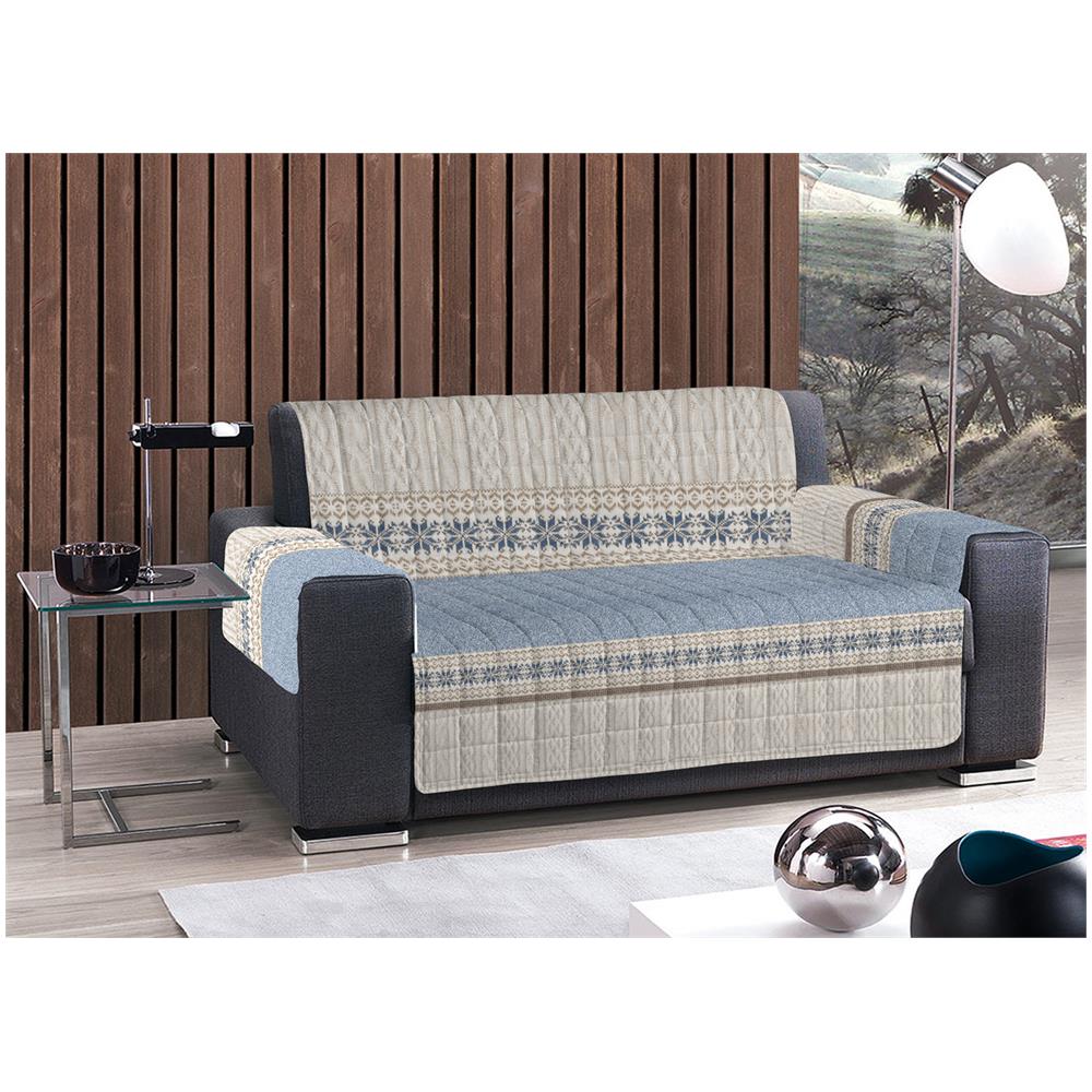 Copridivano Trapuntato Disegno Maglia 4 Posti Blu - Foto 3