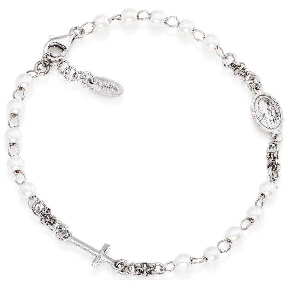 Bracciale In Argento 925 - Collezione Rosari - Colore Rodio - Misura Unica Bracciale Rosario Perle - Foto 1