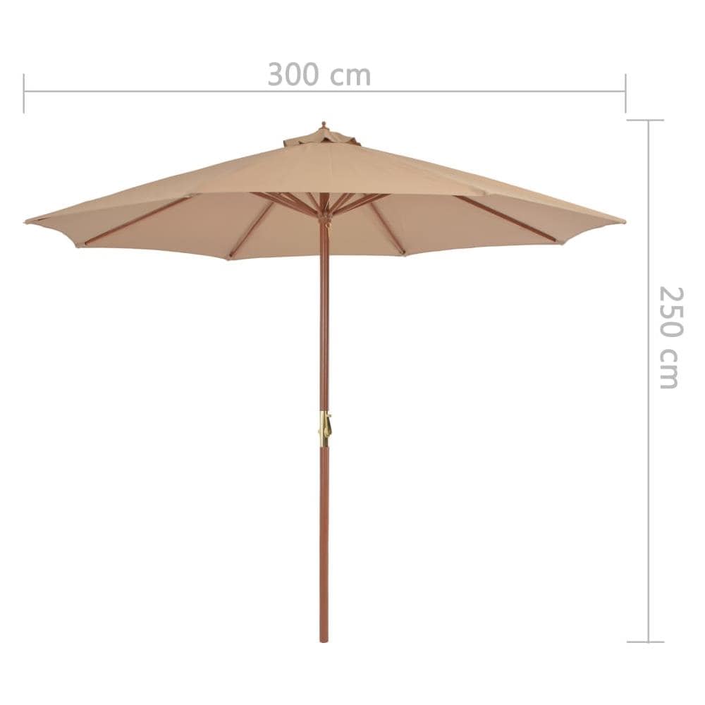 Ombrellone Da Esterni Con Palo In Legno 300 Cm Grigio Talpa - Foto 7