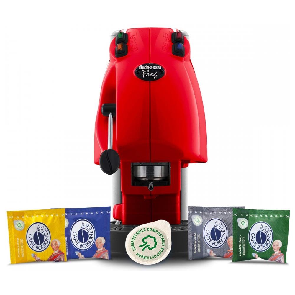 Macchina da Caffè Semi-automatica Frog Serbatoio 1,5 Lt. Potenza 650 Watt Colore Rosso + 60 Cialde in OMAGGIO - Foto 1