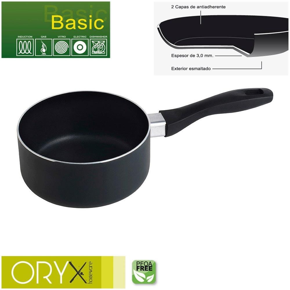 5023250 - Casseruola In Alluminio Antiaderente Basic Da 16 Cm, Spessore 3 Mm, Colore: Nero, 34 X 17 X 9 Cm - Foto 1