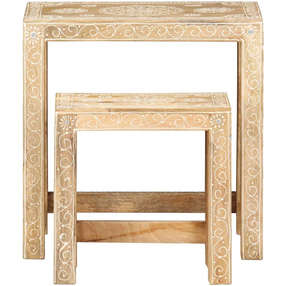 Set Tavolini Da Salotto 2 Pz In Legno Massello Di Mango - Foto 2