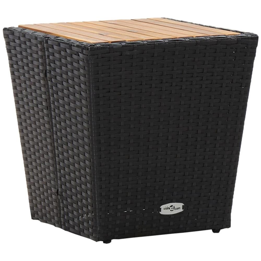 Tavolino Nero 41,5x41,5x43 cm in Polyrattan e Legno di Acacia - Foto 1