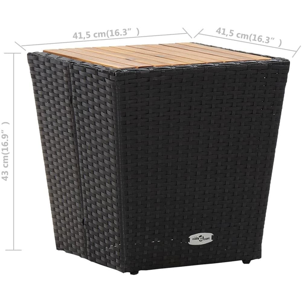 Tavolino Nero 41,5x41,5x43 cm in Polyrattan e Legno di Acacia - Foto 8